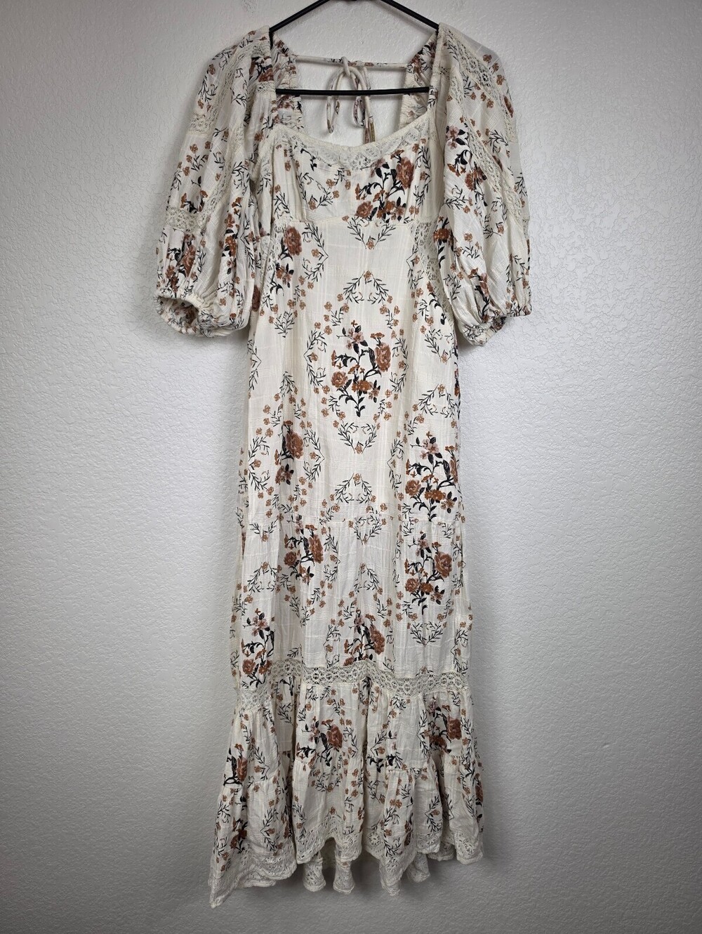 Free People Floral Maxi Dress with Puff Sleeves